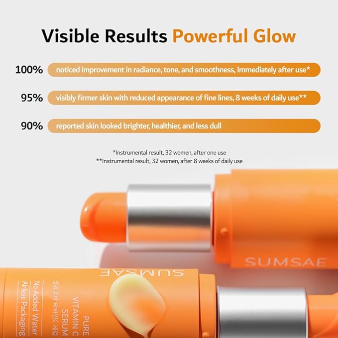 SUMSAE Pure Vitamin C Serum - Best Korean Skincare with Vitamin 10.5%, No Added Water, Special Airless Pump, Brightening and Firming Skin, Improving Uneven and Dull Skin Tone, 30ml/1.01fl.oz.