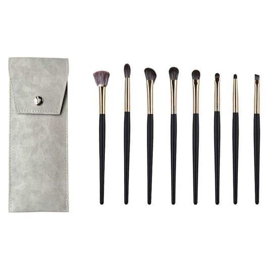 SHELWIN Eyeshadow Makeup Brushes Set with Case 8 PCS Soft Synthetic Hairs Eye Makeup Brushes for Blending Eyebrow Eyeliner Eyeshadow （Black）