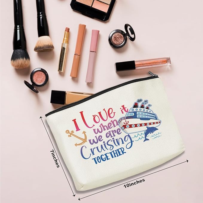 Funny Cruise Ship Cosmetic Bag Cruise Gifts Summer Vacation Cruises Trip Makeup Bag Gifts for Cruises Lovers Women Soul Sister Her Girls Trip Gifts Favors Makeup Pouch Bag Birthday Christmas