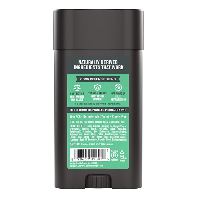 Every Man Jack Men's Pro Deodorant - 48-Hour Odor Defense Blend - Aluminum Free - Contains Postbiotics, Tapioca Starch & Oat Powder - Coastal Surf Scent - 2.6 oz - 1 Pack
