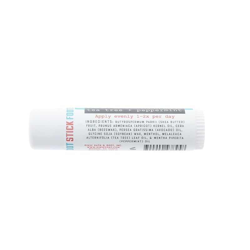 Rinse Bath & Body Peppofoot Heel Balm Stick - Handmade Foot Balm for Dry Cracked Feet with Peppermint & Tea Tree Oils | Foot Moisturizer | Travel Size | 0.65oz