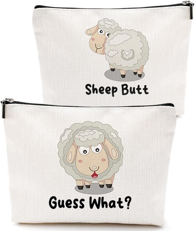 VICBOU Funny Sheeps Makeup Bag Sheep Gifts for Girls Sheep Supplies Accessories Cute Cosmetic Bag for Women Girls Animal Lovers Sister Best Friends Christmas Friendship Birthday Gifts