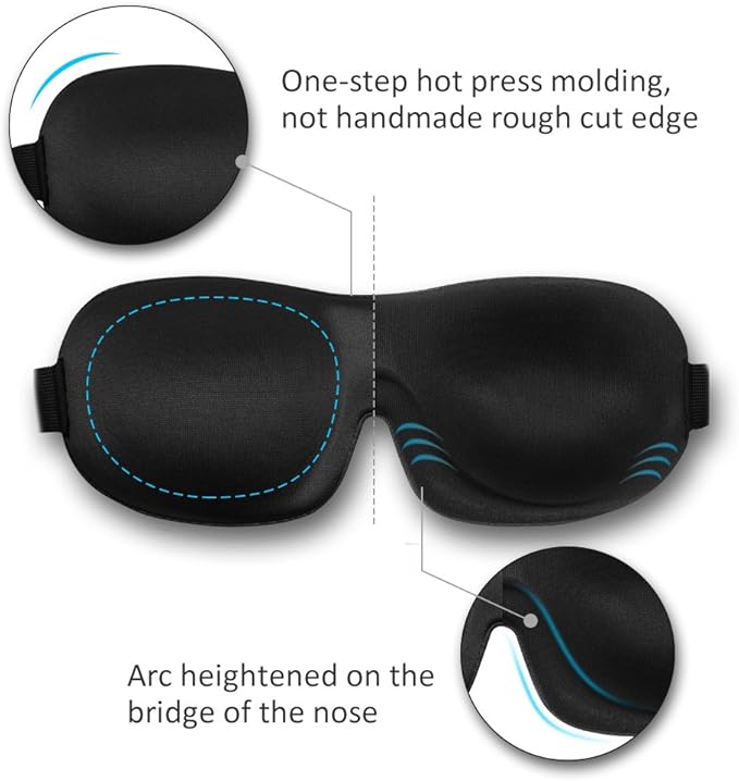 AMAZKER Cute Eye Mask Sleep Mask for Men Women Kids,2 Pack 3D Contoured Cup Sleeping Mask & Blindfold, Concave Molded Night Sleep Mask, Block Out Light (Stars &Black, 2 Count (Pack of 1))