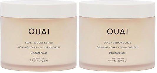 OUAI Scalp & Body Scrub, Melrose Place - Exfoliating Body Scrub with Sugar & Coconut Oil Blend for Smooth, Moisturized Skin - Gentle Scalp Exfoliator for Removing Product Build Up (8.8 Oz) (Pack of 2)