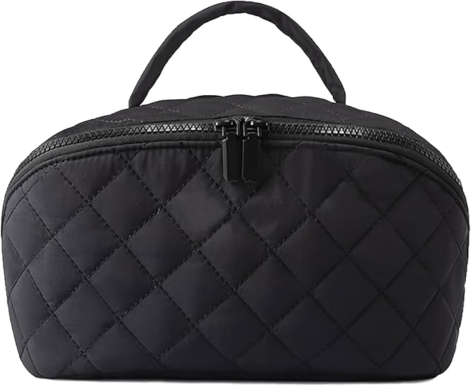 Toiletry Bag for Women, Travel Makeup Bag Organizer, Wide Open Lay-Flat Water-Resistant Large Cosmetic Case, Puffy Padded Travel Organizer for Toiletries & Brushes Large Capacity with Compartments