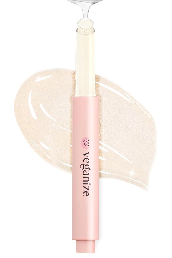 self beauty Veganize Collagen Lip Glass Balm - Hydrating Lip w/Hyaluronic Acid - Vegan Korean Lip Balm Moisturizing Lip Care – Lip Gloss Repair for Dry Cracked Lips 0.06 oz (#10 Champagne Gold)