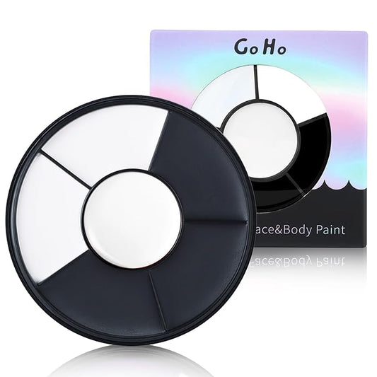 Go Ho Black and White Face Body Paint,Cream Washable Formula Face Painting for Halloween Cosplay,Body Paint SFX Makeup Palette,Professional Skeleton Skull Face Paint