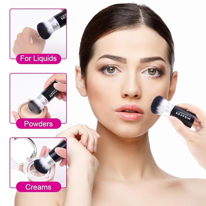 Brush Master Retractable Kabuki Makeup Brush for Blush, Bronzer, Foundation, Powder, Travel Face Cosmetic Brush