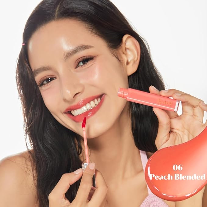 ETUDE Glow Fixing Tint #6 Peach Blended | Non-Sticky Glossy Shine Lip Stain | Fills up with Comfortable Moisture | Tints for Dry Lips