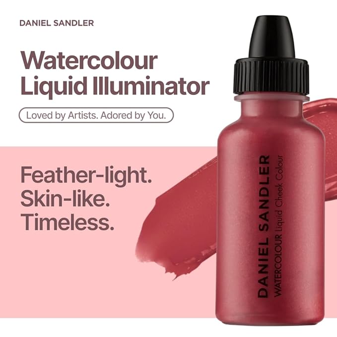 Daniel Sandler WATERCOLOUR LIQUID ILLUMINATOR - 'TEASE' 15ml – Shimmer Liquid Blush for Cheeks Make up, Highlighter – Oil-Free, Lightweight, Buildable & Long-Lasting for Cheeks & Lips