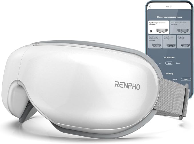RENPHO Eye Massager with Heat, Valentines Day Gifts for Her Him Birthday Gifts for Women Mom, FSA Eligible HSA Eye Mask App Control for Migraine,Sleep Mask for Dry Eyes Relax for Men Dad Eyeris 1