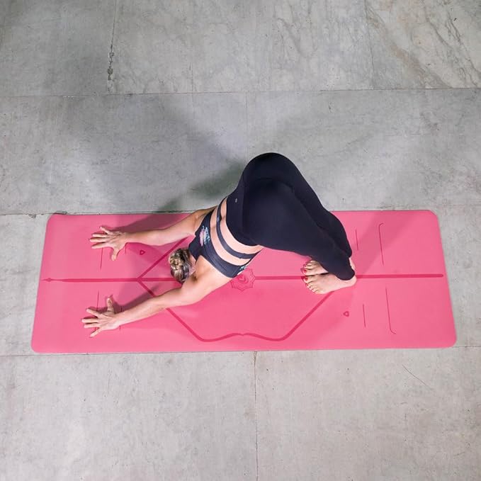Liforme Original Yoga Mat – Free Yoga Bag Included - Patented Alignment System, Warrior-like Grip, Non-slip, Eco-friendly, sweat-resistant, long, wide, 4.2mm thick mat for comfort