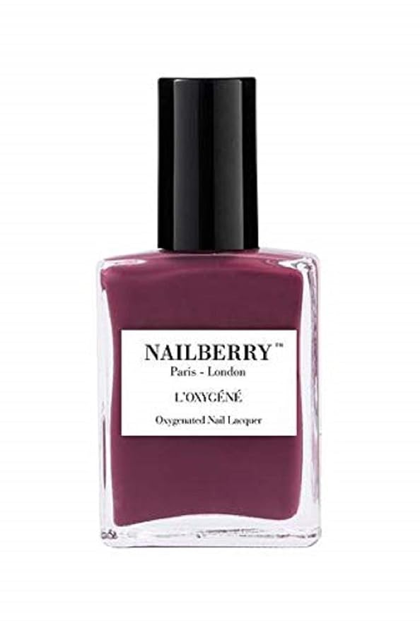Nailberry L'Oxygéné Oxygenated Nail Lacquer | Hippie Chic | Burgundy Pink Opaque Nail Polish | UV Protected Long-Wear Nail Polish | 12-Free | Vegan | Certified Halal | Cruelty & Gluten Free | 15 ml