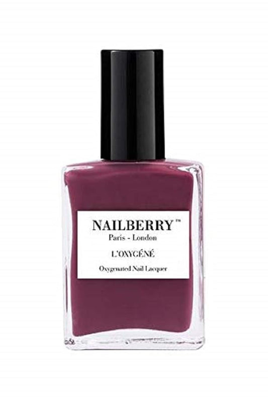 Nailberry L'Oxygéné Oxygenated Nail Lacquer | Hippie Chic | Burgundy Pink Opaque Nail Polish | UV Protected Long-Wear Nail Polish | 12-Free | Vegan | Certified Halal | Cruelty & Gluten Free | 15 ml