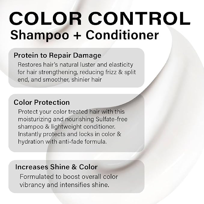 PETER COPPOLA Color Control Sulfate Free Shampoo & Conditioner For Color Treated Hair - Color Safe Keratin Shampoo & Intensely Hydrating Conditioner, 12 Fl Oz Duo