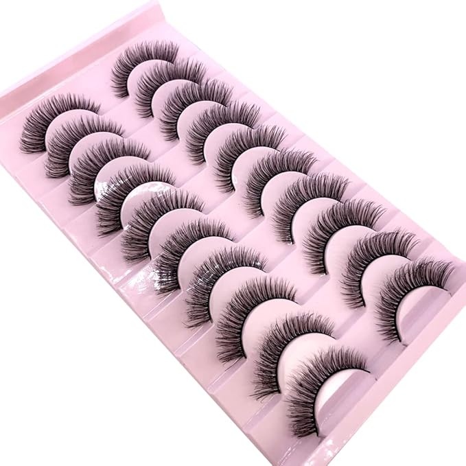 HBZGTLAD Soft Mink Eyelashes 3D Curl Winged End Eye Elongated Fake Lashes Thick Handmade Natural False Eyelash Messy Cross Lash Wholesale (FT-03)