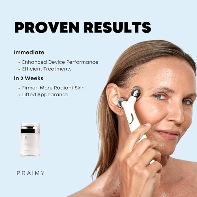 PRAIMY Glow Rose Conductive Gel – Premium Microcurrent, RF & EMS Gel with Hyaluronic Acid, Collagen & Vitamin C – Luxury Skincare Primer for Beauty Devices, 3.3 fl oz Pump