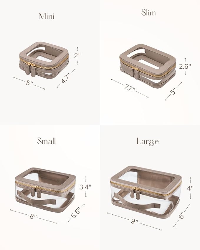 Oaque 4 Pcs Clear Cosmetic Bag Set for Women Makeup Bag with Handle, Travel Toiletry Bag Transparent Cosmetic Case Portable Make Up Organizer Bag for Essentials