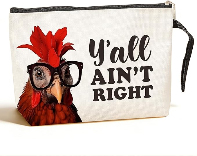 Funny Chicken Gift Chicken Lover Gifts Cosmetic Bag Chicken Lady Gifts Country Makeup Bag for Women Wife Farm Gifts Chicken Themed Gifts Chicken Stuff Chicken Mom Gifts Travel Bag Bachelorette Party