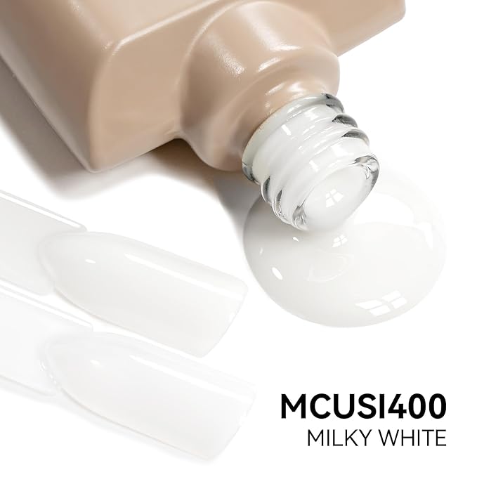 MAYCHAO 15ML Jelly Milky White Gel Nail Polish 1Pc Transparent Creamy White Gel Polish Soak Off UV LED Translucent Nail Polish Nail Art Starter Manicure Salon DIY at Home, 0.5 OZ