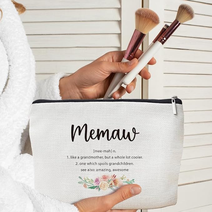 MOTERMATE Memaw Gifts Makeup Bag, Best Memaw Gifts for Christmas from Grandkids Granddaughter Grandson Cosmetic Bag for Women, Grandmother Gift Toiletry Bags Zipper Makeup Pouch