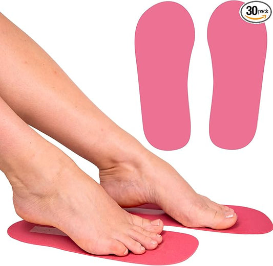 CHNELSS 30Pairs Professional Spray Tan Feet Pads - Disposable Foam Feet Protectors for Tanning Salon Hygienic & Comfortable Feet for Spray Tanning - Spray Tan Foot Covers for Tanning Tent(Pink)