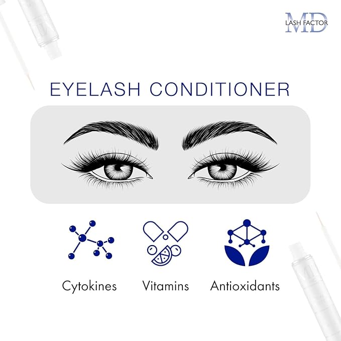 MD Lash Factor Eyelash Growth Serum| Enhances Your Natural Lashes For A Fuller, Longer & Denser Look | Eyelashs Enhancer for Women | 0.1 Fl Oz - 3 Month Supply