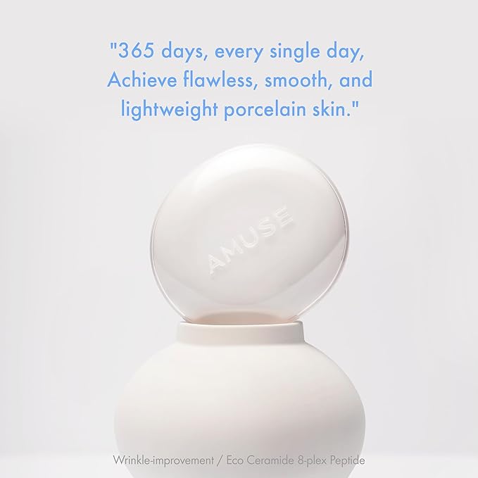 Amuse SEOUL Ceramic Skin Perfector Cushion Foundation (1.5 NATURAL) | Long-lasting, Lightweight, Semi-matte, Flawless Coverage, Hypoallergenic, Vegan, Korean Beauty (15g / 0.52oz.)