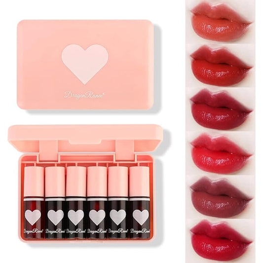 6 Colors Lip Tint Stain Set, Velvet Lip Tint Watery Stain Moisturizing Shimmery Mini Liquid Lipstick, Multi-use Lip and Cheek Tint, Long lasting Non-Stick Cup Waterproof Lip Color Makeup…