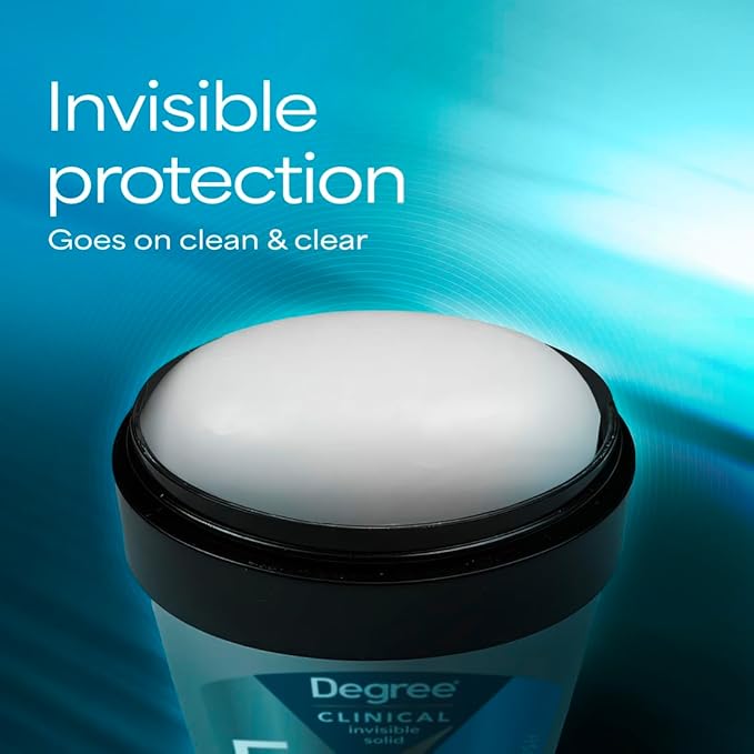 Degree Clinical Strength Antiperspirant Deodorant 96-Hour Sweat and Odor Protection Cool Rush Invisible Solid 5x Types of Sweat 1.6 OZ (Pack of 2)