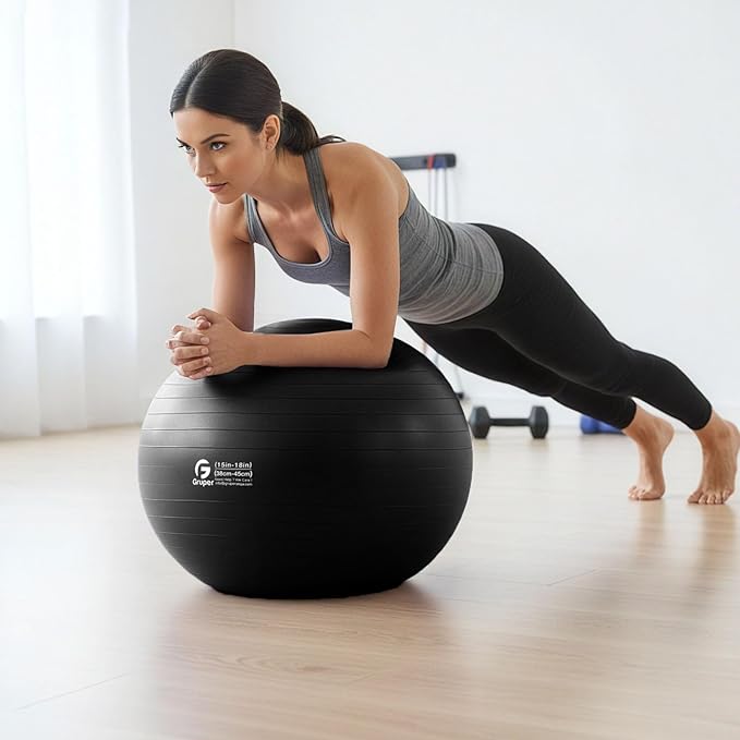 Gruper Yoga and Pilates Ball,4 Sizes Gym Ball for Fitness, Yoga, Workout, Pregnancy and Physical Therapy,Quick Pump Included,Great as Yoga Ball Chair for Office or Home Gym Equipment