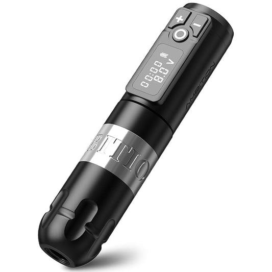 Ambition Soldier Rotary Battery Pen Tattoo Cartridge Machine with 2400mAh Wireless Power Japan Coreless Motor Digital LED Display Tattoo Equipment Supply for Professionals and Beginners Tattoo Artists