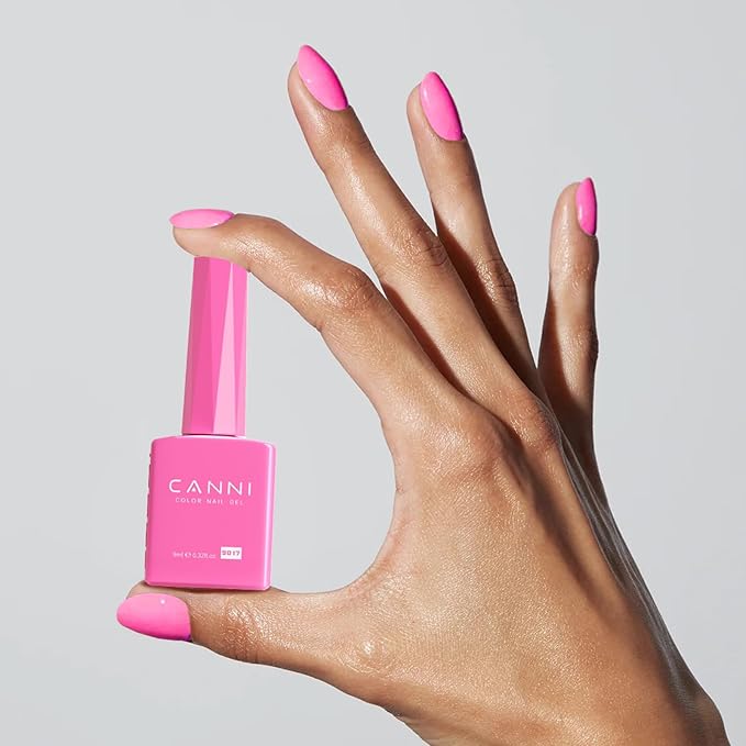 CANNI Pink Gel Nail Polish, 1Pcs Bright Pink Gel Polish Color High Gloss Soak Off U V Nail Manicure Salon DIY