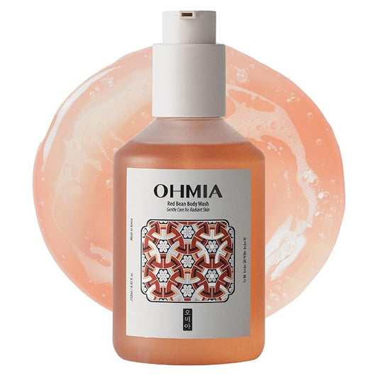 OHMIA Korean Red Bean Body Wash - Hydrating Exfoliating Shower Gel with Peptides & Hyaluronic Acid for Smooth Sensitive Skin Women & Men - Vegan & Cruelty-Free - 8.45 fl oz