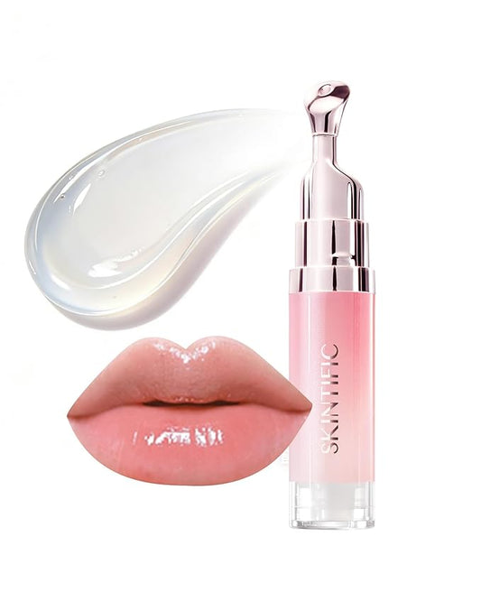 SKINTIFIC Peptide Brightening Lip Serum, Hydrating & Plumping Tinted Lip Gloss, Moisturizing Lip Balm with Polypeptides & Squalane for Glossy Sheer, Smooth Lips (00 Clear)