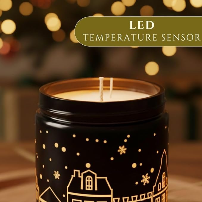 Sandalwood Scented Candle (Black Jar), 40-Hour Burn, Dual Light Glow, Premium Soy Wax, Aromatherapy Candle for Bedroom & Bathroom, Cozy Holiday Gift Candle – 7oz (200g)