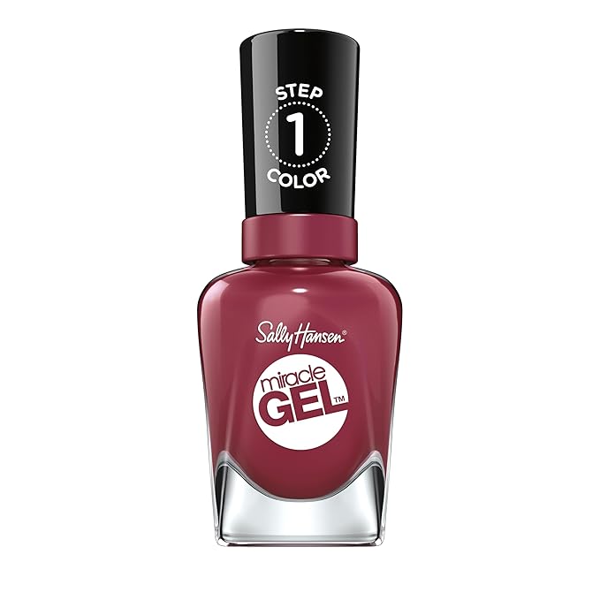 Sally Hansen Miracle Gel Salon Quality Nail Polish | Gel-Like Formula, Two-Step System, No UV Light Needed, Long Lasting | Opaque, Glossy | 496 Beet, Pray, Love | Berry Red Nail Color