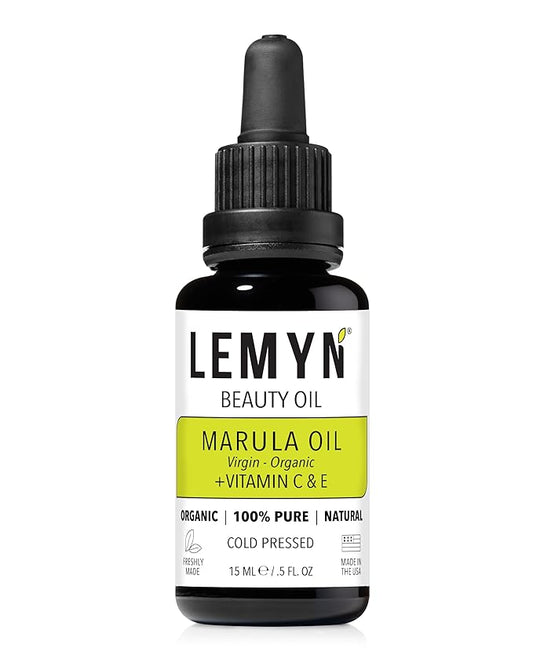 Lemyn Organics Virgin Marula Face Oil | Supercharged with Vitamin C & E | Freshly Made | Intense Hydration & Radiance Boost | Anti-Aging Skin Care and Face Moisturizer | Organic – Vegan – Cruelty-Free