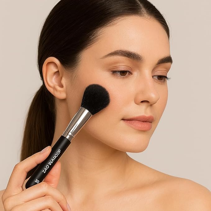 ZAQ Large Flat Powder Brush: Perfect Brush For Blending Liquid, Cream and Flawless Powder, Buffing, Blending, Concealer, Vegan Makeup Tool With Cruelty-Free Bristles