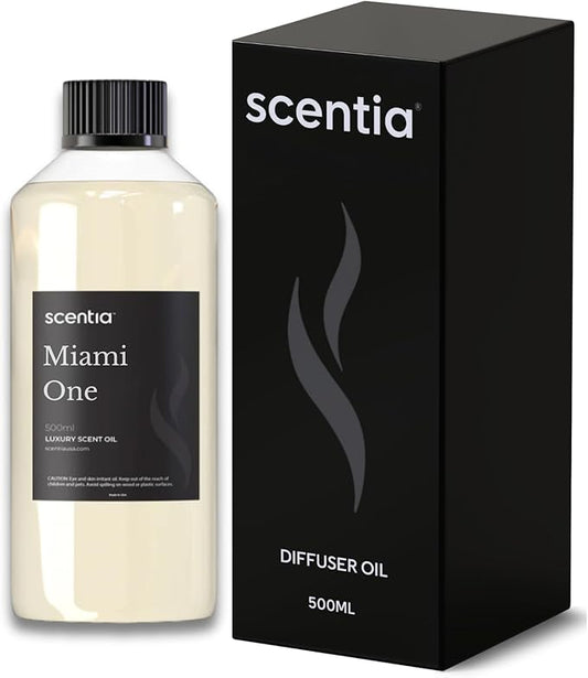 Scentia Miami One Aroma Oil 500 ml 16.9 fl oz – Aromatherapy Fragrance Oil Inspired by 1 Hotel® Miami Beach – Lemon & Sandalwood Luxury Blend for HVAC and Waterless Diffusers –Made in USA