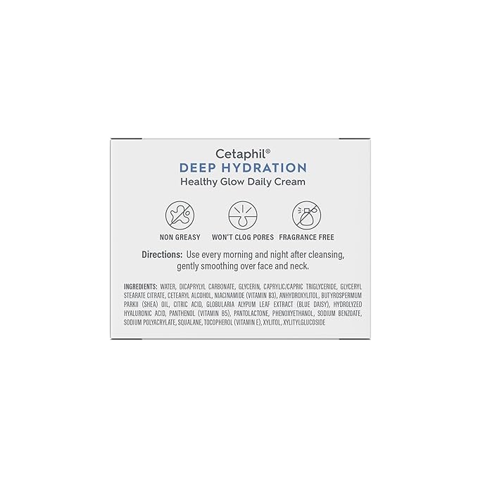 Cetaphil Deep Hydration Healthy Glow Daily Face Cream, 1.7 oz, 48 Hour Dry Skin Face Moisturizer for Sensitive Skin, With Hyaluronic Acid, Vitamin E & Vitamin B5
