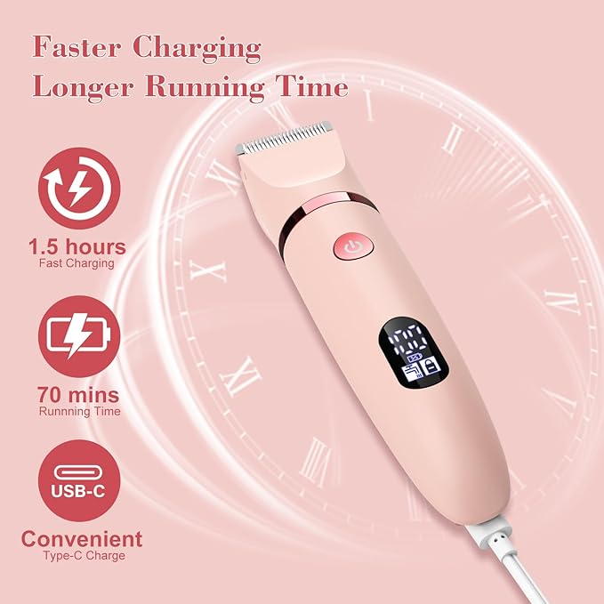 3-in-1 Electric Razor IPX7 Waterproof Bikini Trimmer Wet & Dry Use Painless Personal Trimmer Groomer for Ladies Face Body Legs Bikini Public Hairs Electric Lady Shaver with Replaceable Heads