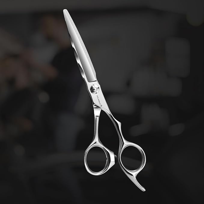 AOLANDUO 6" Professional Hair Shears – Japanese VG10 Steel, Convex Edge with CNC-Wave Blade Design | Upgraded from Aichi 440C | Ergonomic Offset Handle for Barbers & Stylists