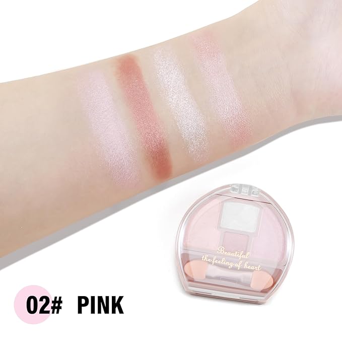 Boobeen 4-Color Makeup Palette, Highly Pigmented Glitter Eyeshadow