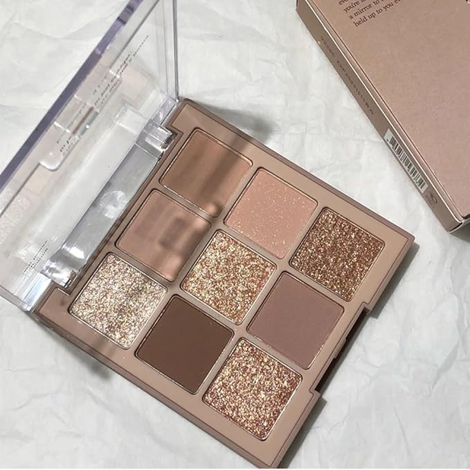 9 Colors Matte Nude Pink Shimmer Gold Dark Brown Colorful Eyeshadow Palette Matte Shimmer Korean Natural Eye Shadow palettes Highly Pigmented Naturing-Looking Long Lasting (05#)
