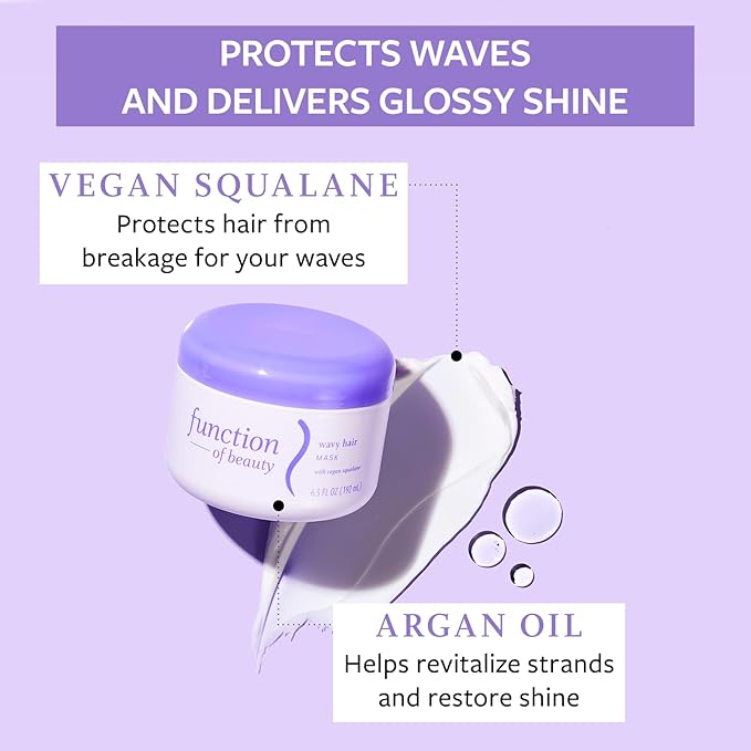 Function of Beauty Hair Mask for Wavy Hair - Sulfate-Free Deep Conditioning Hair Mask for Natural Wavy Texture & Restores Shine - Lightweight, Anti-Frizz & Prevents Breakage with Vegan Squalane