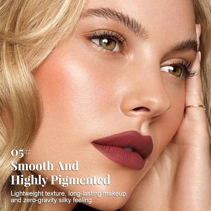 Wine red Matte Lip Liner Pencil - Crayon Matte Lipstick Pencil, No Transfer, Smudgeproof & Waterproof, Sharpenable Lip Crayon for Women, Velvet Long-Lasting Lip Color 05#