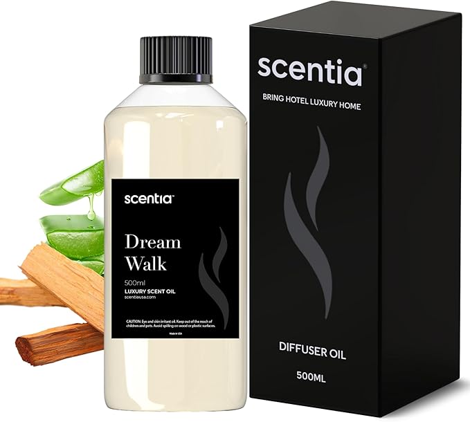 Scentia White Tea Essential Oil Blend – Luxury Diffuser Refill & Air Freshener Room Spray, Long-Lasting Natural Home Fragrance for Diffusers, Rooms & Scent Machines- Dream Walk-500ml