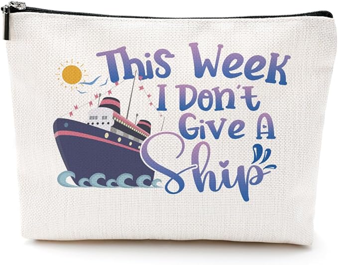 Funny Cruise Ship Cosmetic Bag Cruise Gifts Summer Vacation Cruise Trip Makeup Bag Gifts for Cruise Lovers Women Bestie Her Girls Trip Gifts Favors Makeup Pouch Bags Birthday Christmas Graduation