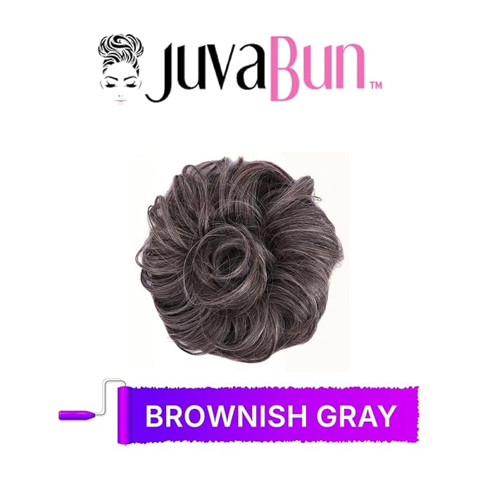 Juvabun Messy Bun 2.0 Brownish Gray Hair Bun Extension Messy Bun Scrunchie Lightweight Washable for Women Updos